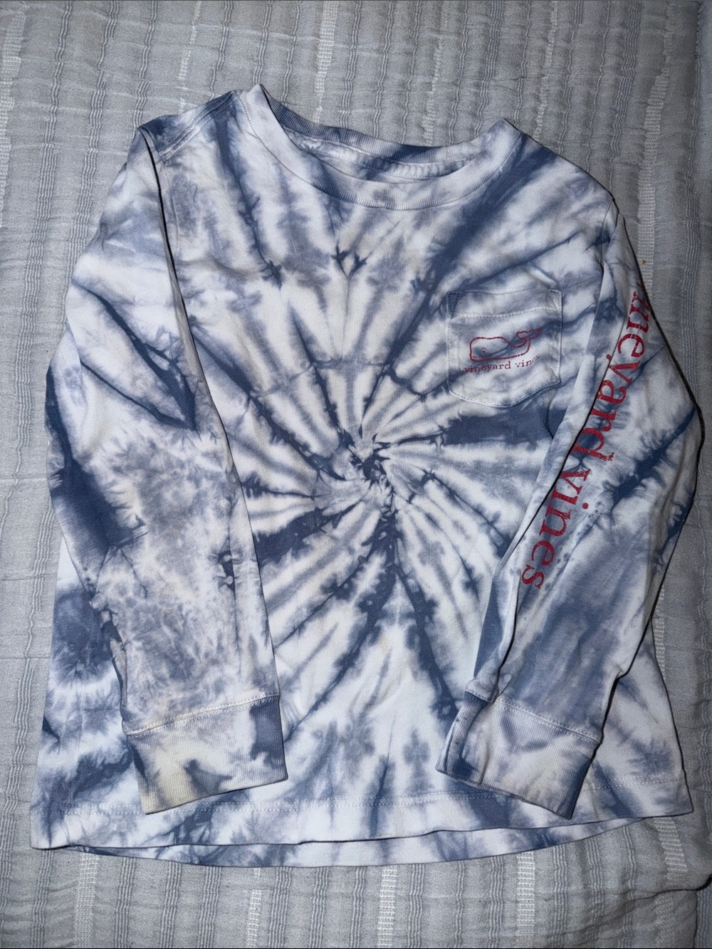 Vineyard Vines Kids Long Sleeve Tie-Dye Tee - Blue & White